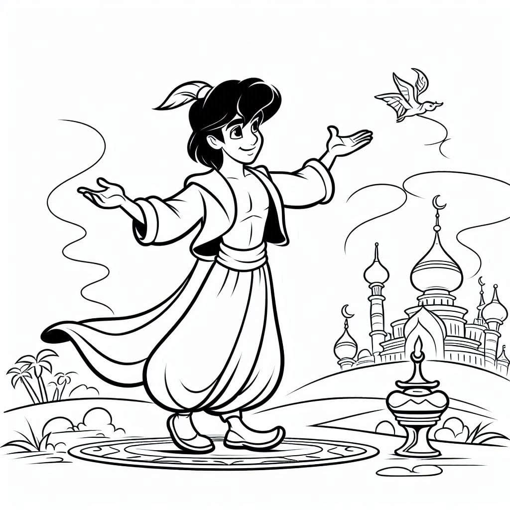 Desenhos de Desenhe Aladdin simplesmente para colorir