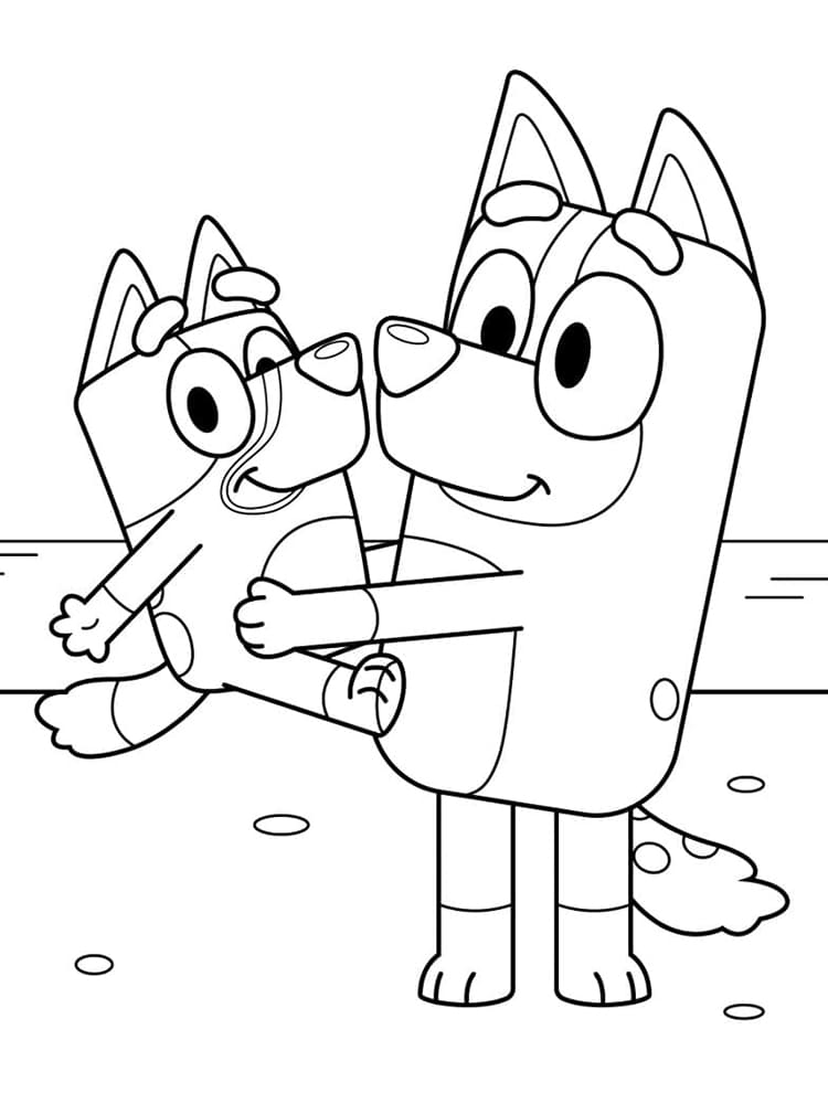 Desenhe Bluey e Bingo para colorir