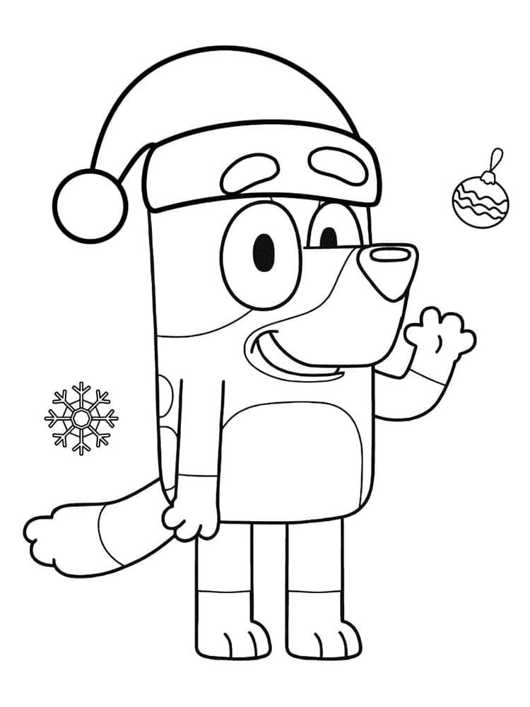 Desenhe Bluey no Natal para colorir