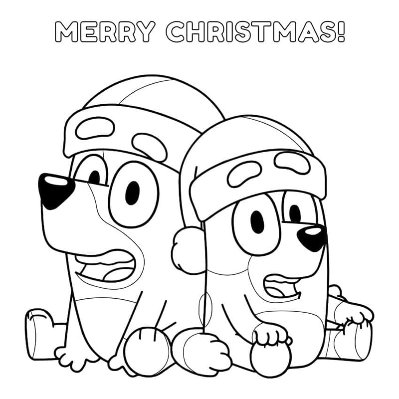 Desenhe Feliz Natal Bluey para colorir