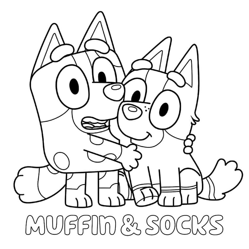 Desenhe Muffin e Meias do Bluey para colorir