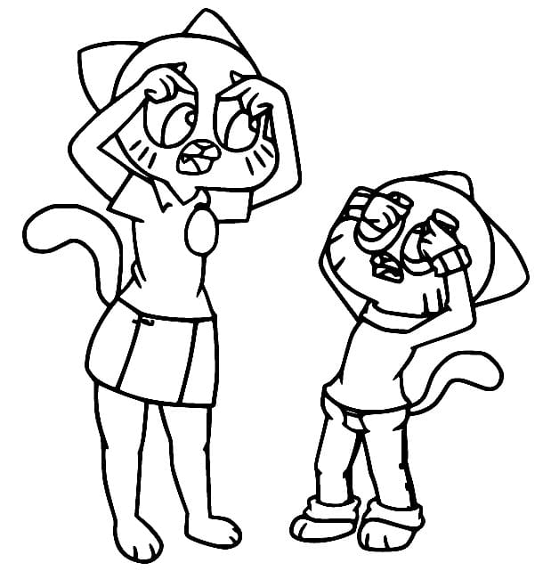 Desenhos de Desenhe Nicole e Gumball Watterson para colorir