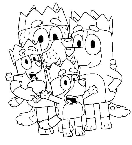 Desenhe a Família Bluey para colorir