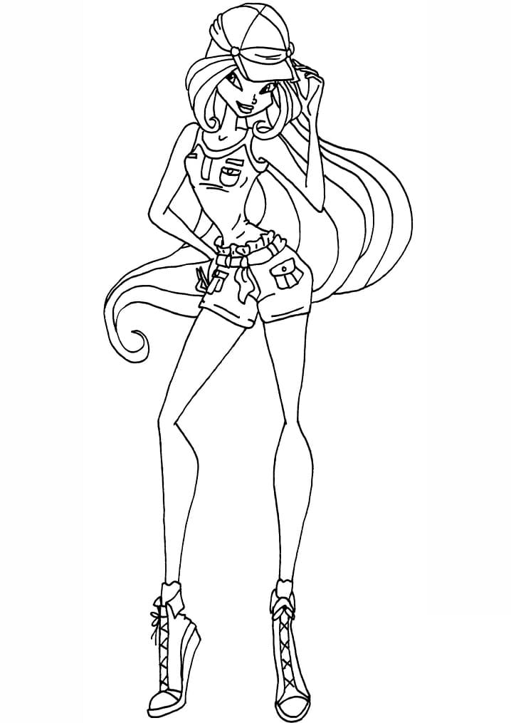 Desenhos de Desenhe uma Flora muito gira do Clube das Winx para colorir