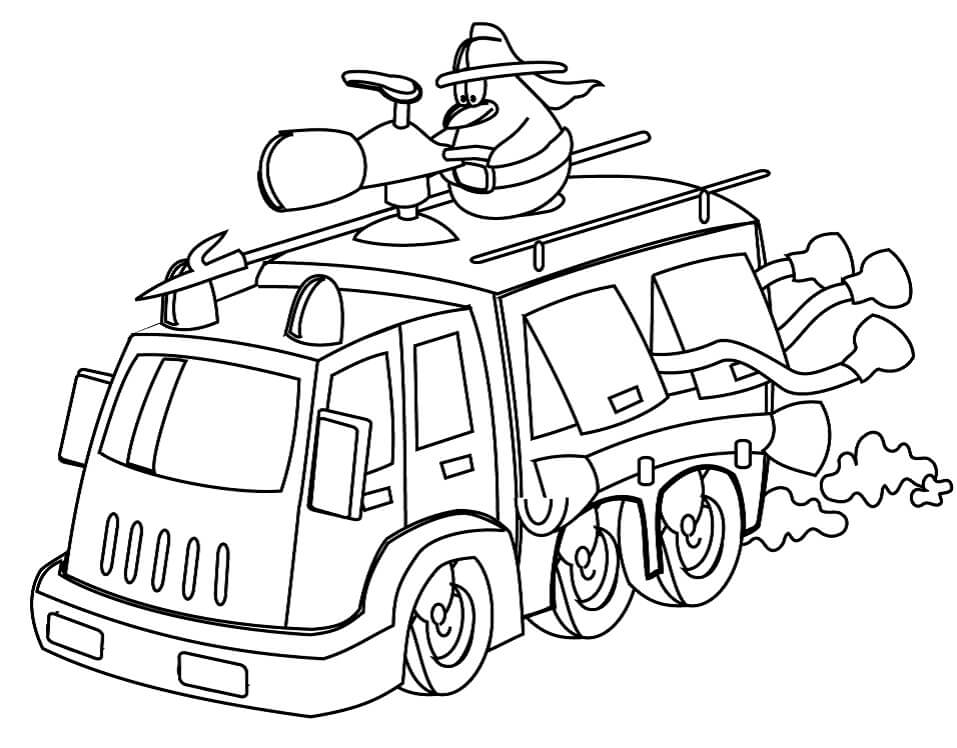 Desenho Animado Caminhão de Bombeiros para colorir