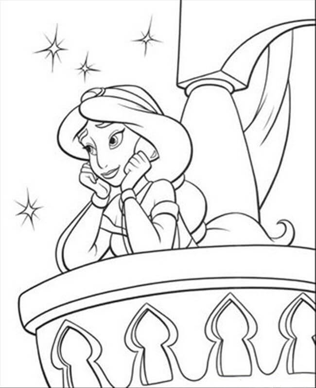 Desenho Animado de Princesa Pensando para colorir