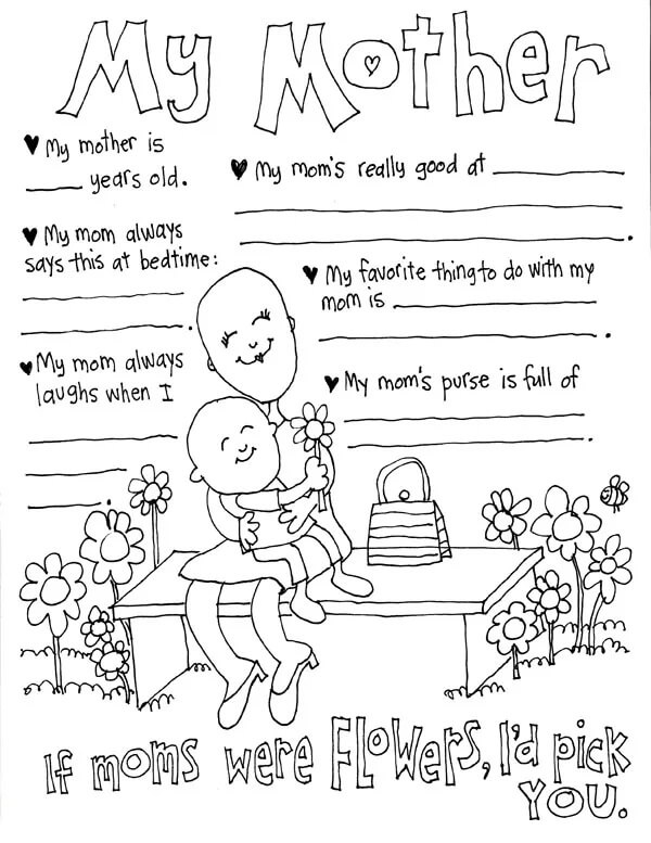Desenhos de Dia das Mães Simples para colorir