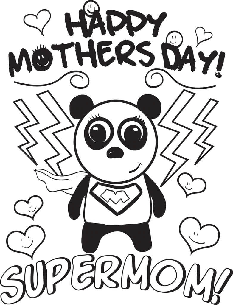 Desenhos de Dia das Mães Supermamãe para colorir