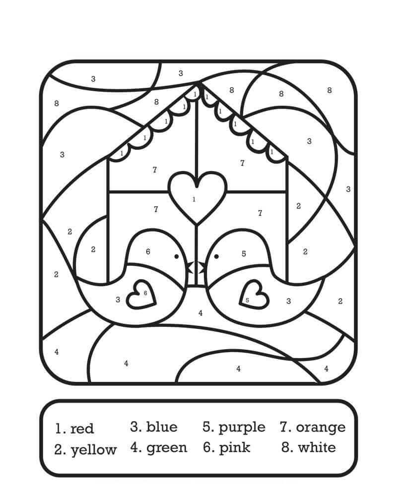 Desenhos de Dia dos Namorados Cor por Número para colorir