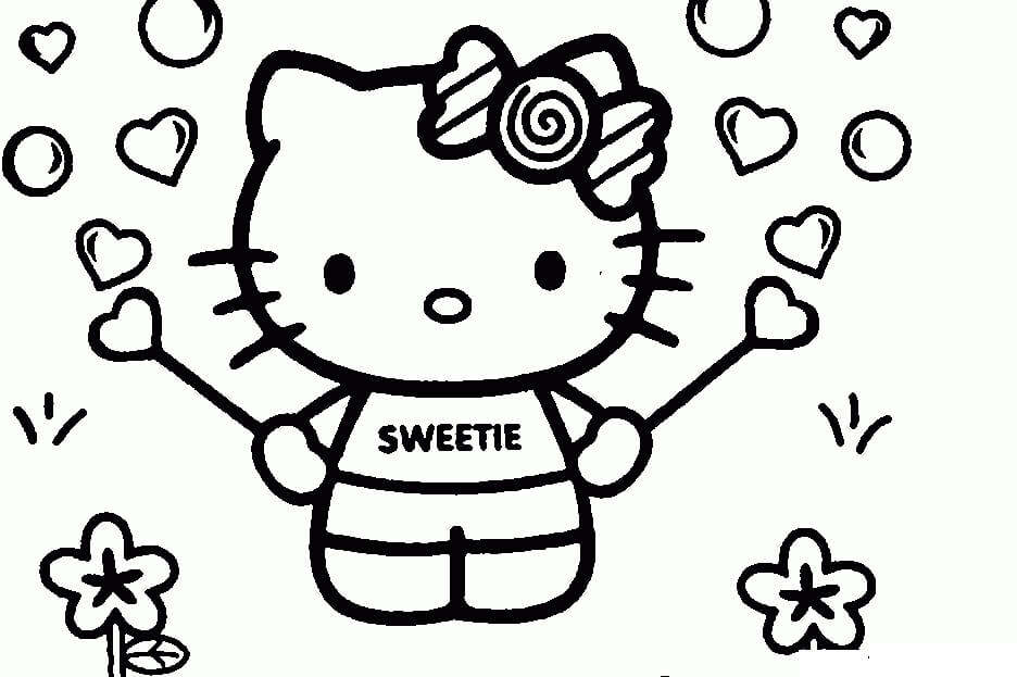 Desenhos de Doce Hello Kitty para colorir