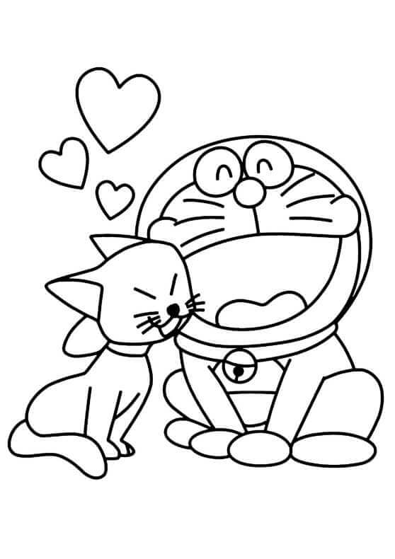 Desenhos de Doraemon Com Gato para colorir