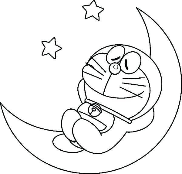 Desenhos de Doraemon Dormindo para colorir