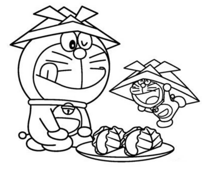 Doraemon Feliz para colorir