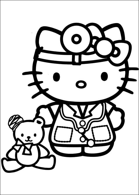 Desenhos de Doutora Hello Kitty para colorir