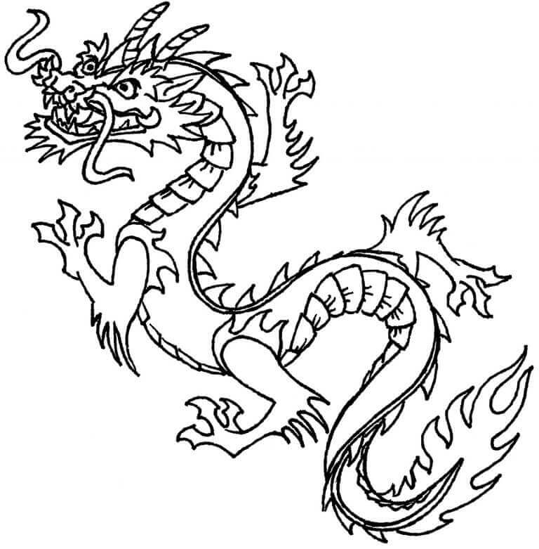Dragão Chinês Zangado para colorir