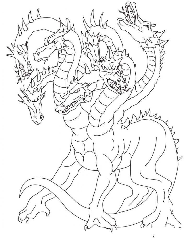 Dragão De Sete Cabeças para colorir