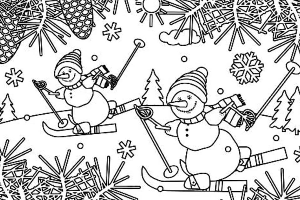 Desenhos de Esqui Do Boneco De Neve para colorir