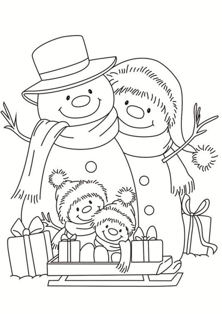 Desenhos de Família Boneco de Neve para colorir