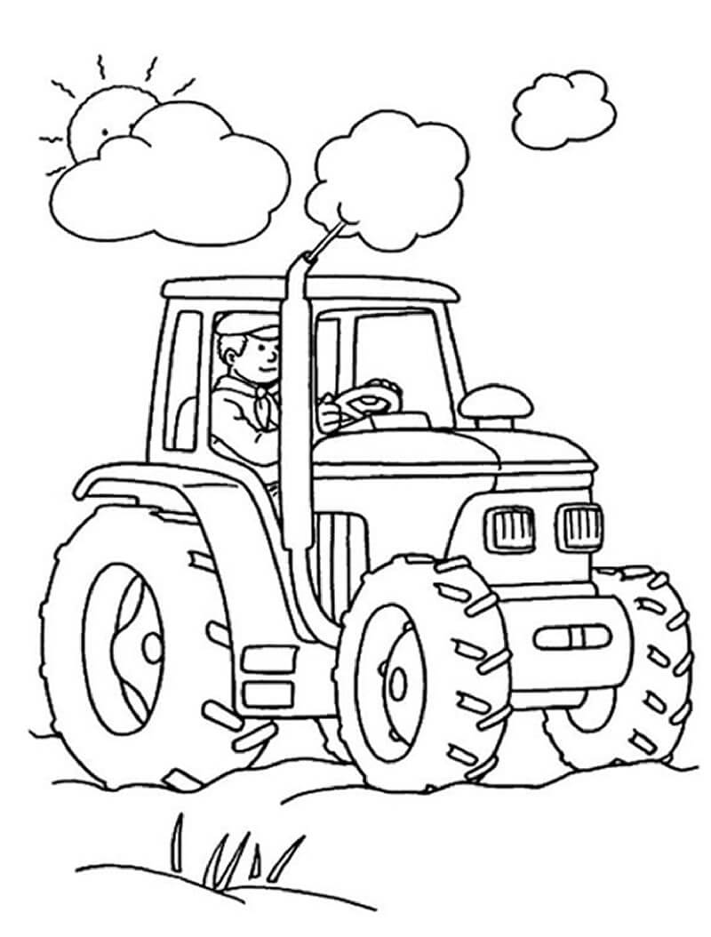 Farmer with Tractor para colorir