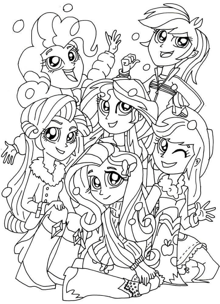 Desenhos de Feliz Garotas Equestres para colorir