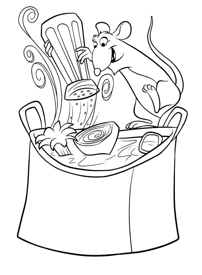 Desenhos de Feliz Remy Cozinhando para colorir