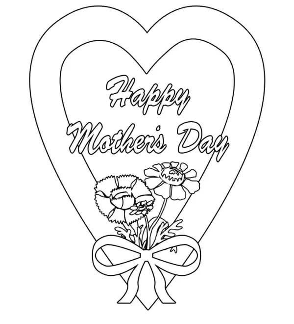 Desenhos de Feliz dia das Mães com duas Flores para colorir