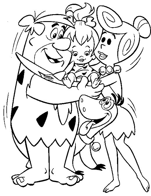 Desenhos de Flintstones com Família para colorir
