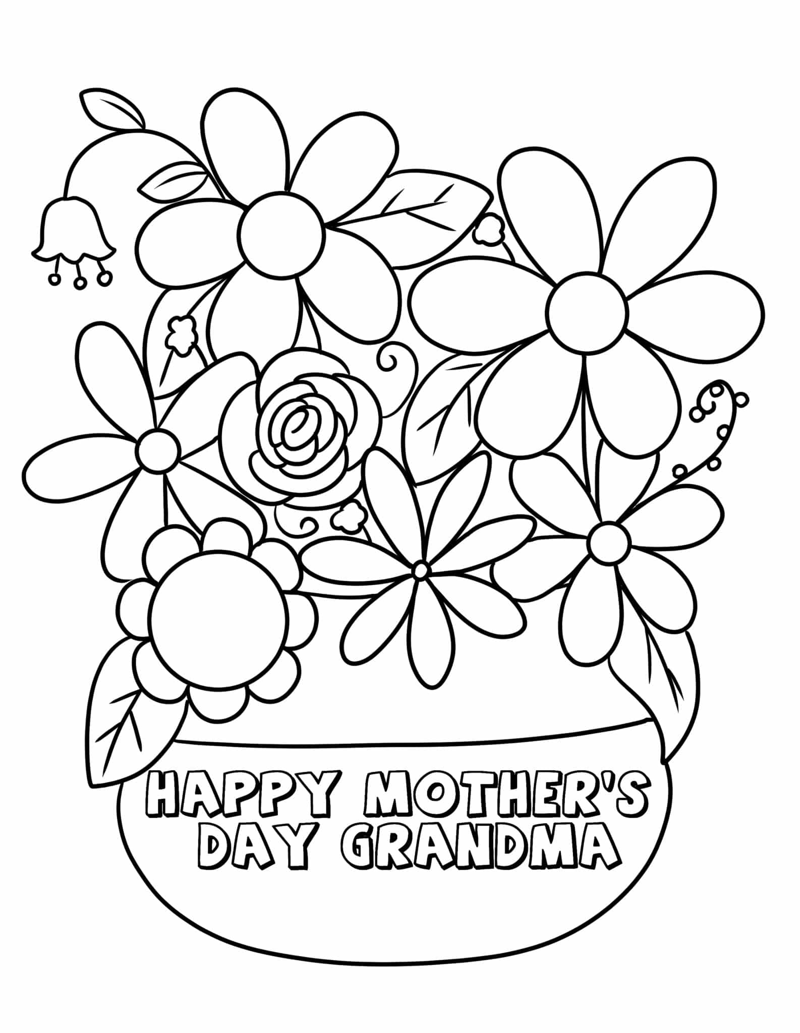 Desenhos de Flor de Vaso no dia das Mães para colorir