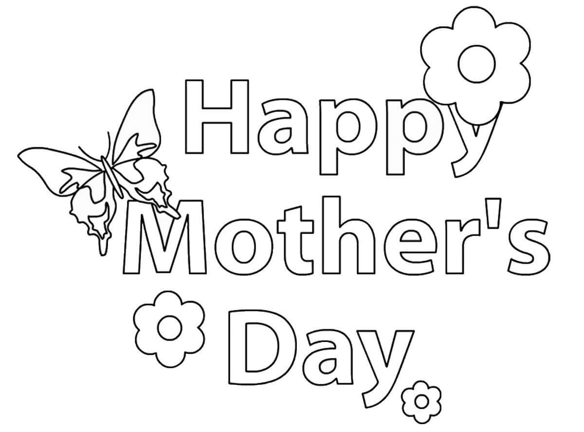 Desenhos de Flor e Borboleta no dia das Mães para colorir