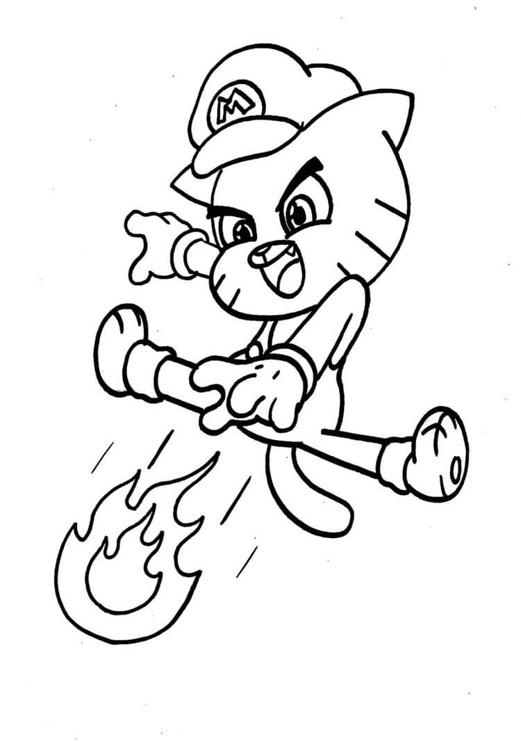 Desenhos de Gumball O Mario para colorir