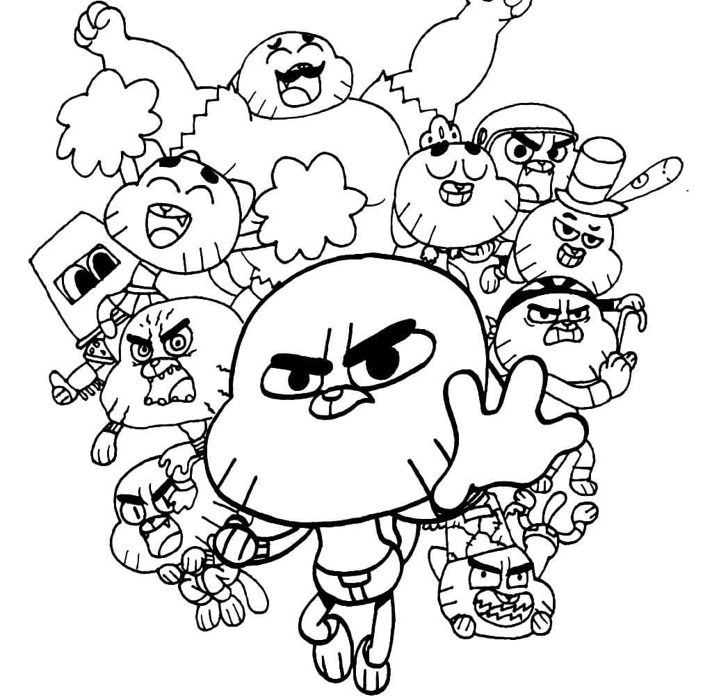 Desenhos de Gumball e amigos para colorir