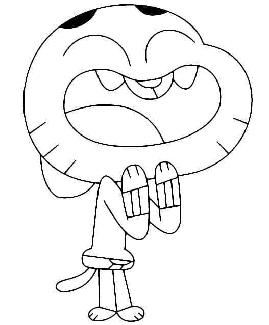 Desenhos de Gumball está rindo para colorir