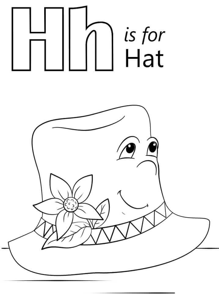 Hat Letter H para colorir