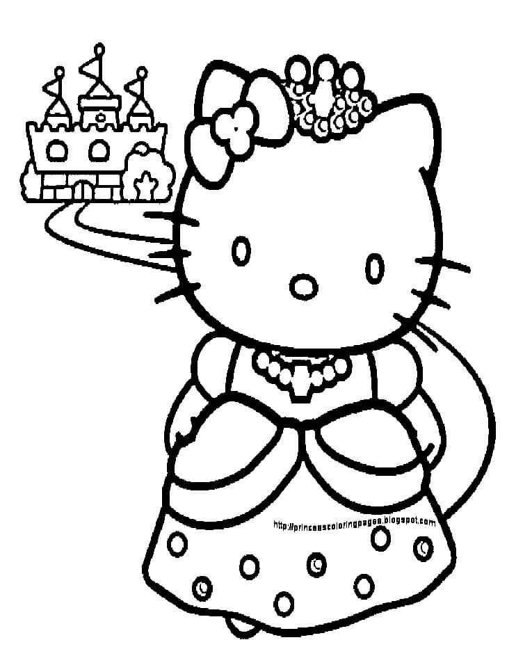 Desenhos de Hello Kitty, A Linda Princesa para colorir