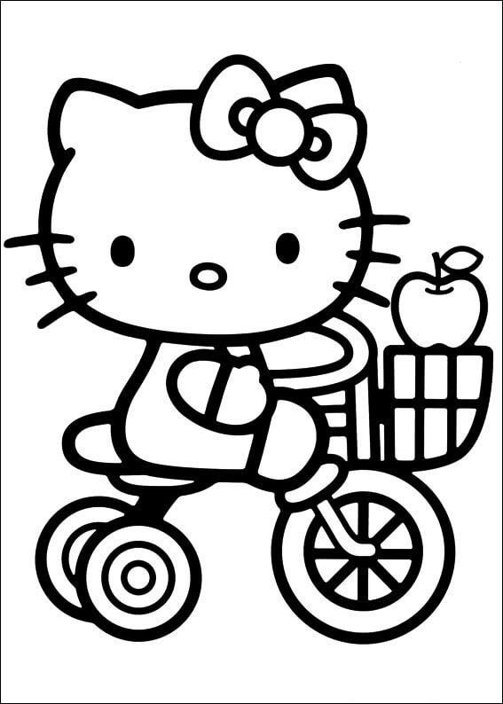 Desenhos de Hello Kitty Ciclismo para colorir