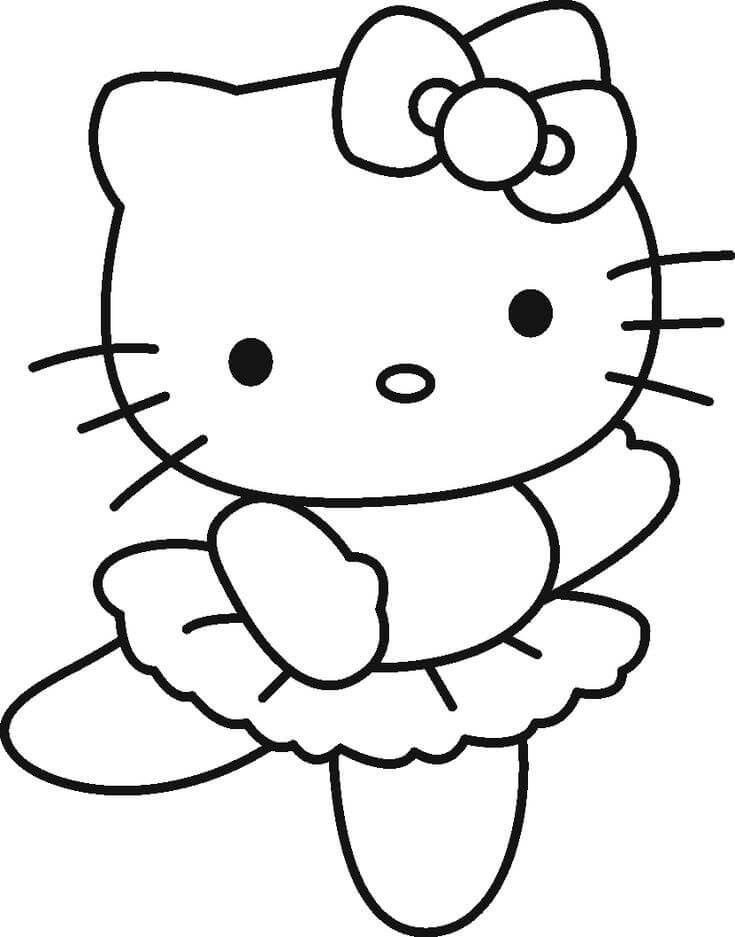 Hello Kitty Dançando Balé para colorir