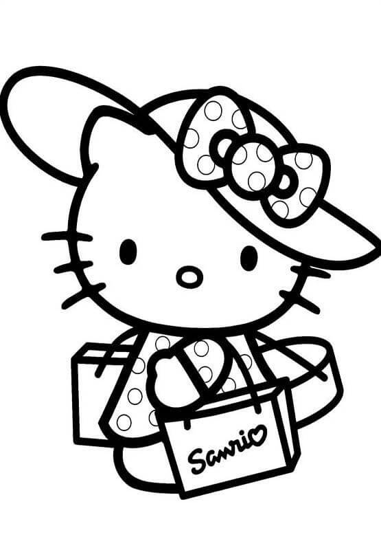 Hello Kitty Vai Às Compras para colorir