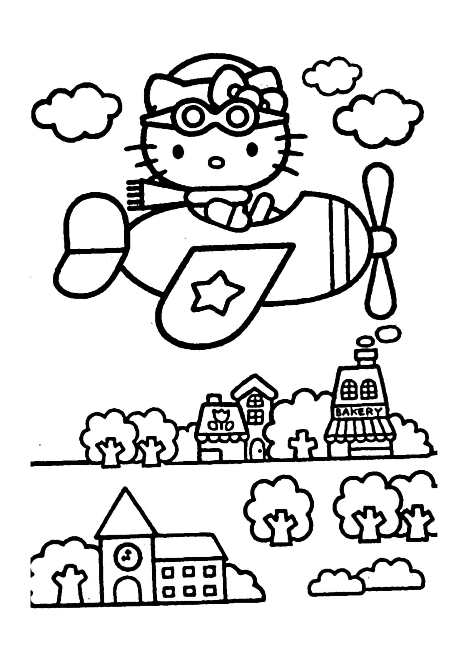 Desenhos de Hello Kitty Vôo para colorir