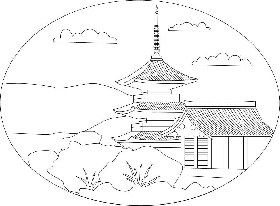 Desenhos de Kiyomizu Dera para colorir