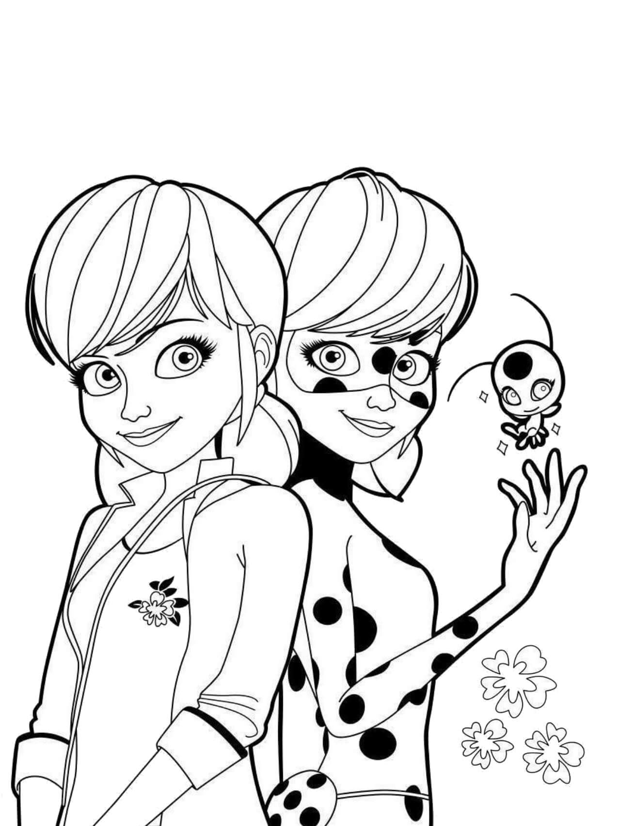 Ladybug und Katze Noir para colorir