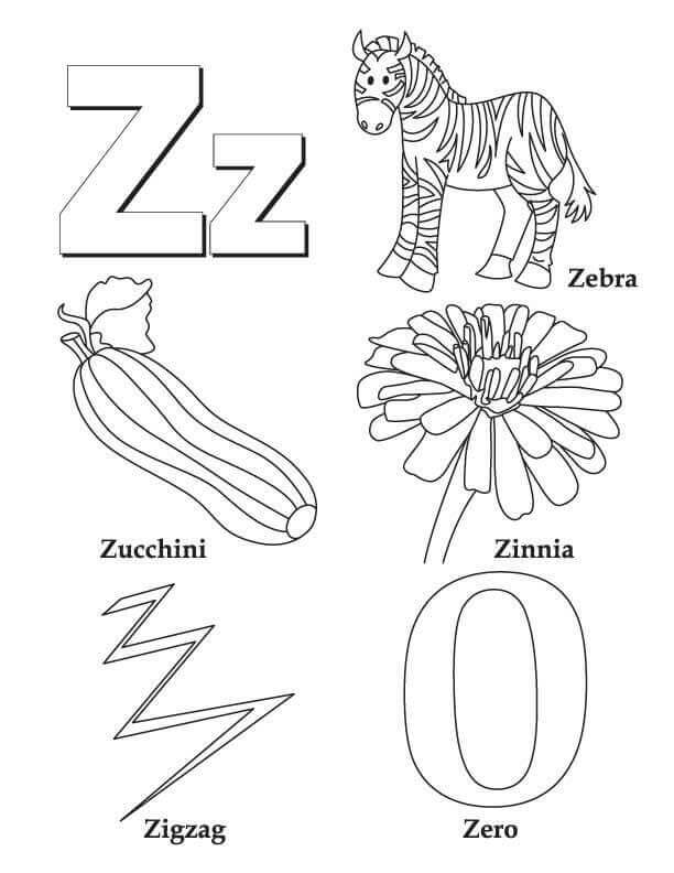 Desenhos de Letra Z para colorir