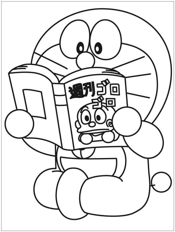 Desenhos de Livro de Leitura de Doraemon para colorir