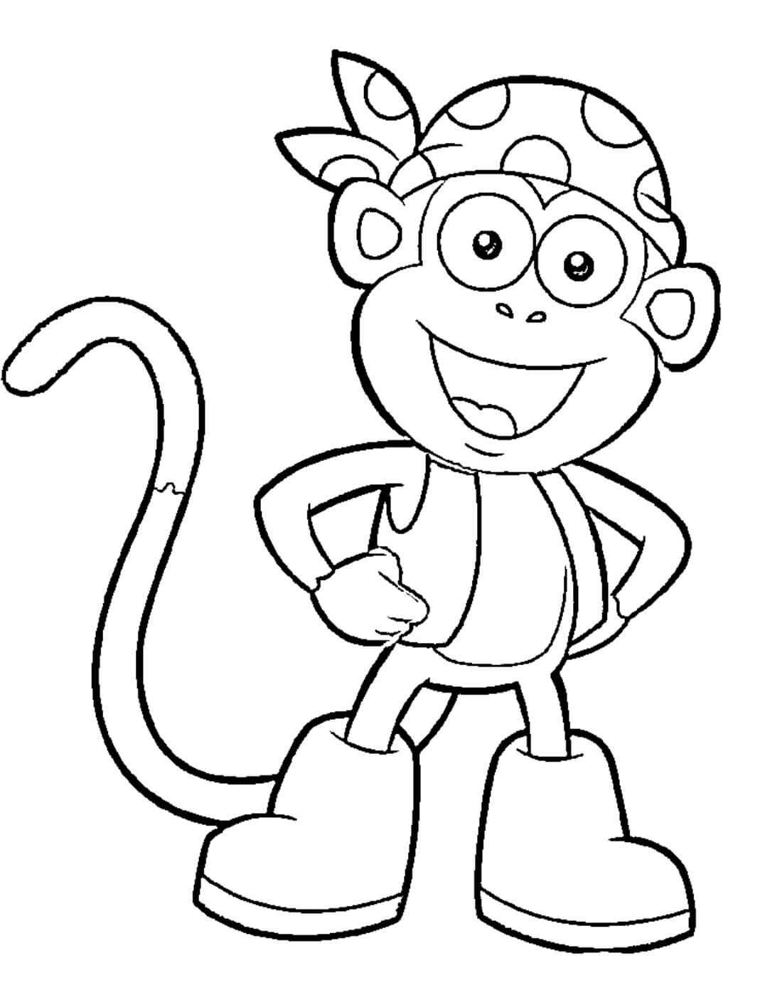 Macaco Personagem de Desenho Animado Divertido para colorir