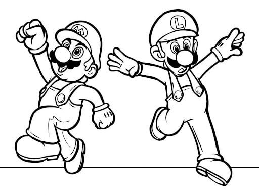 Mario e Luigi Engraçados para colorir