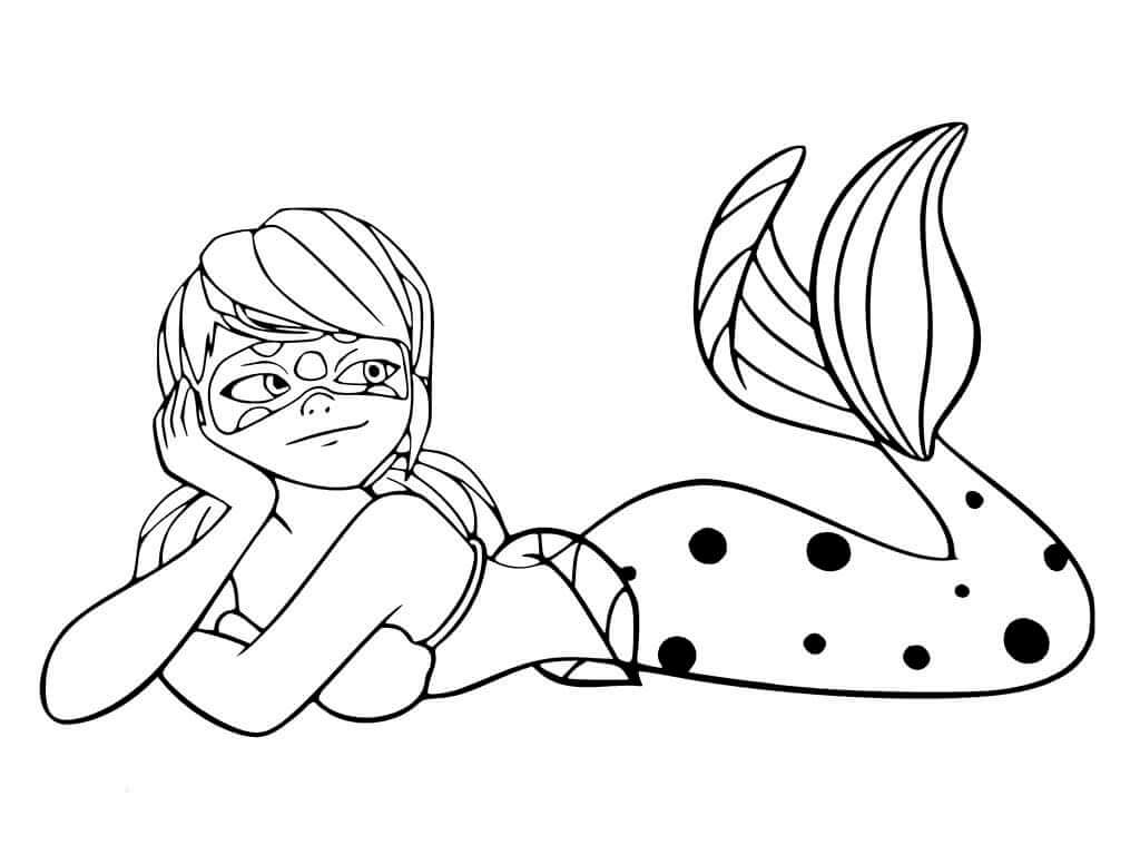 Meerjungfrau Ladybug para colorir