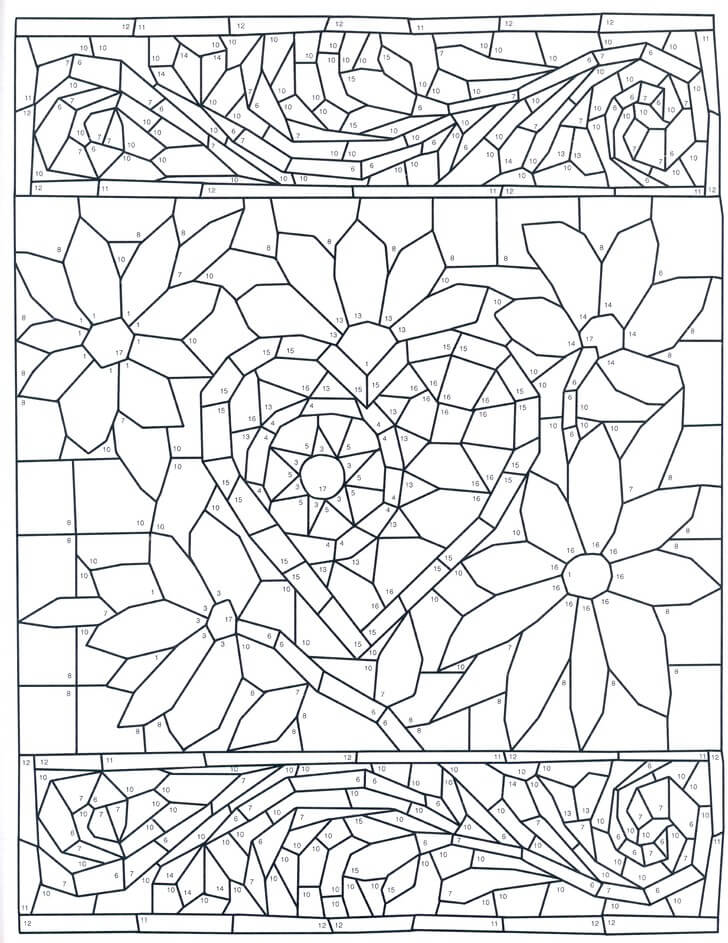 Desenhos de Mosaicos Rápidos e Fáceis, Cores por Número para colorir