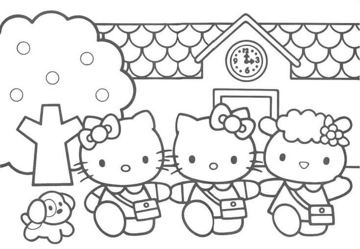 Desenhos de Olá Gatinha e Amigos para colorir