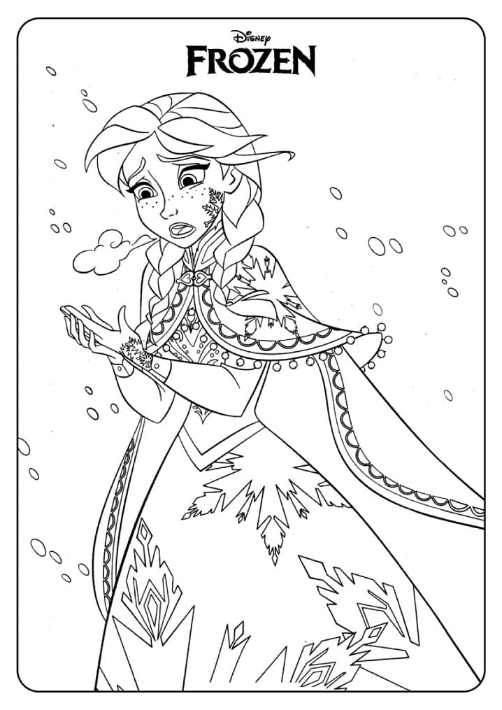 Princesa Anna em Frozen para colorir