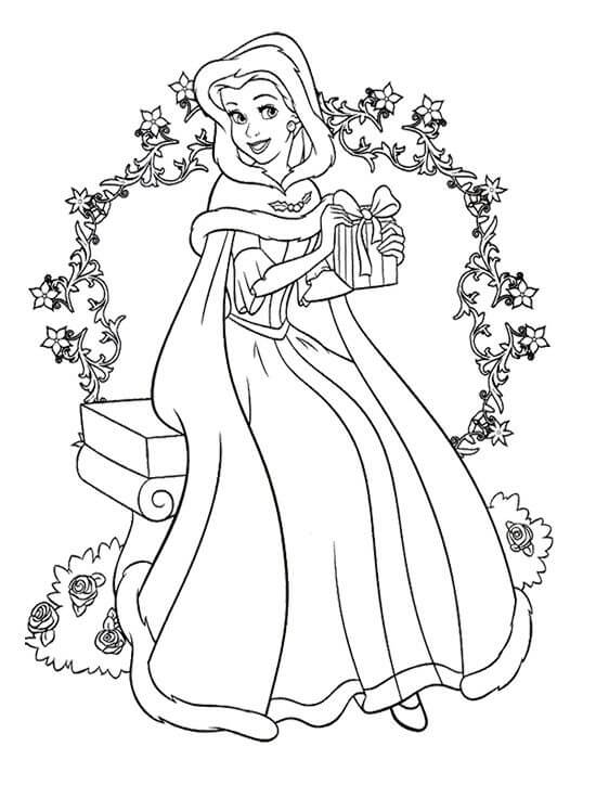 Princesa Disney de Natal para colorir