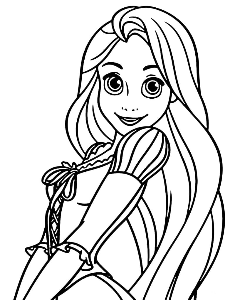 Princesa Rapunzel Sorridente para colorir